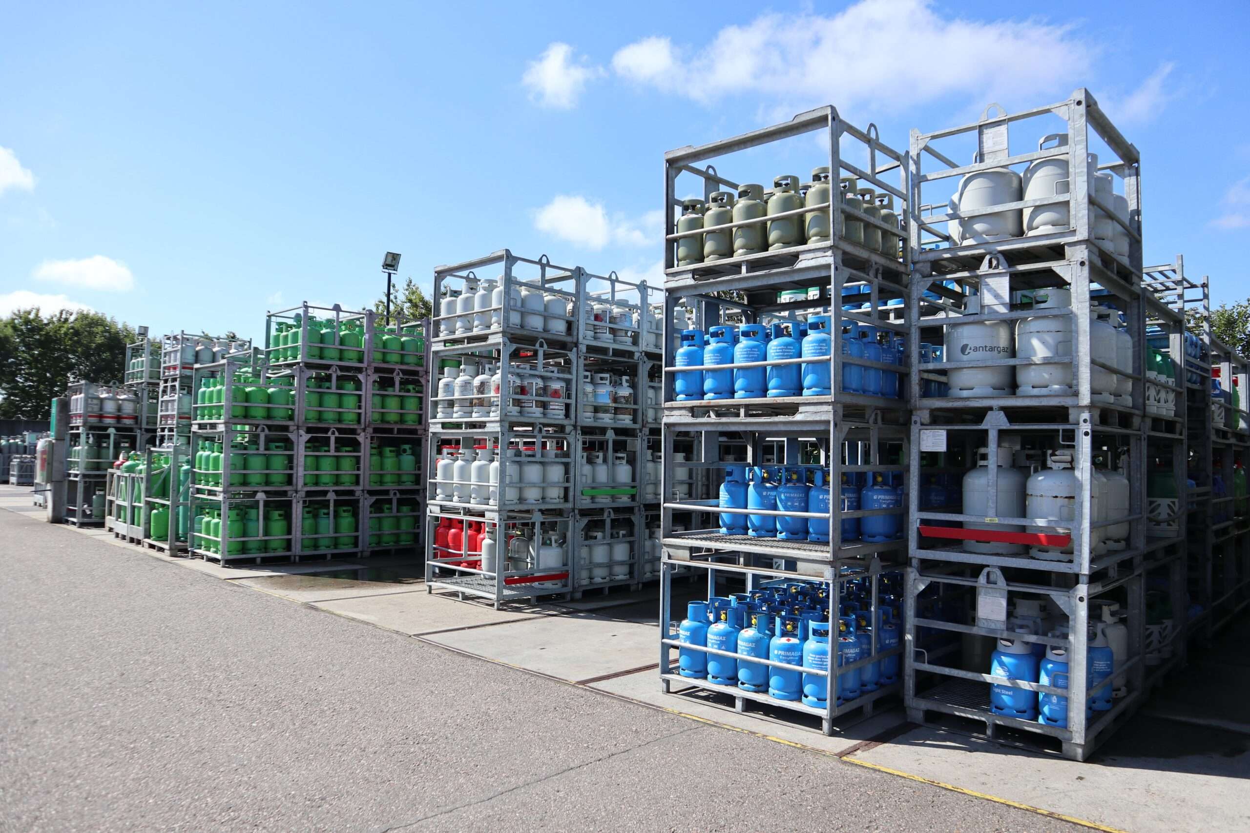 Gasflessen opslag cilinders en bundels gassen